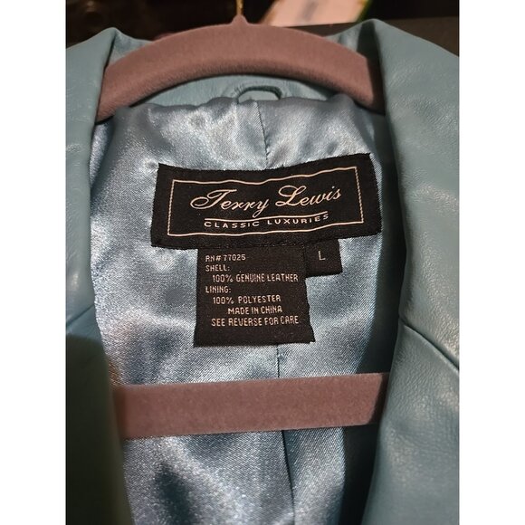 Vintage Terry Lewis Classic Luxuries Light Green Patterned Leather Blazer Jacket - Picture 3 of 6